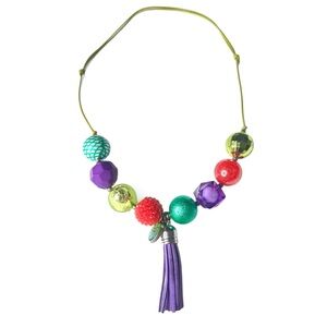 Colorful Retro Acrylic Beaded Necklace with Tassel